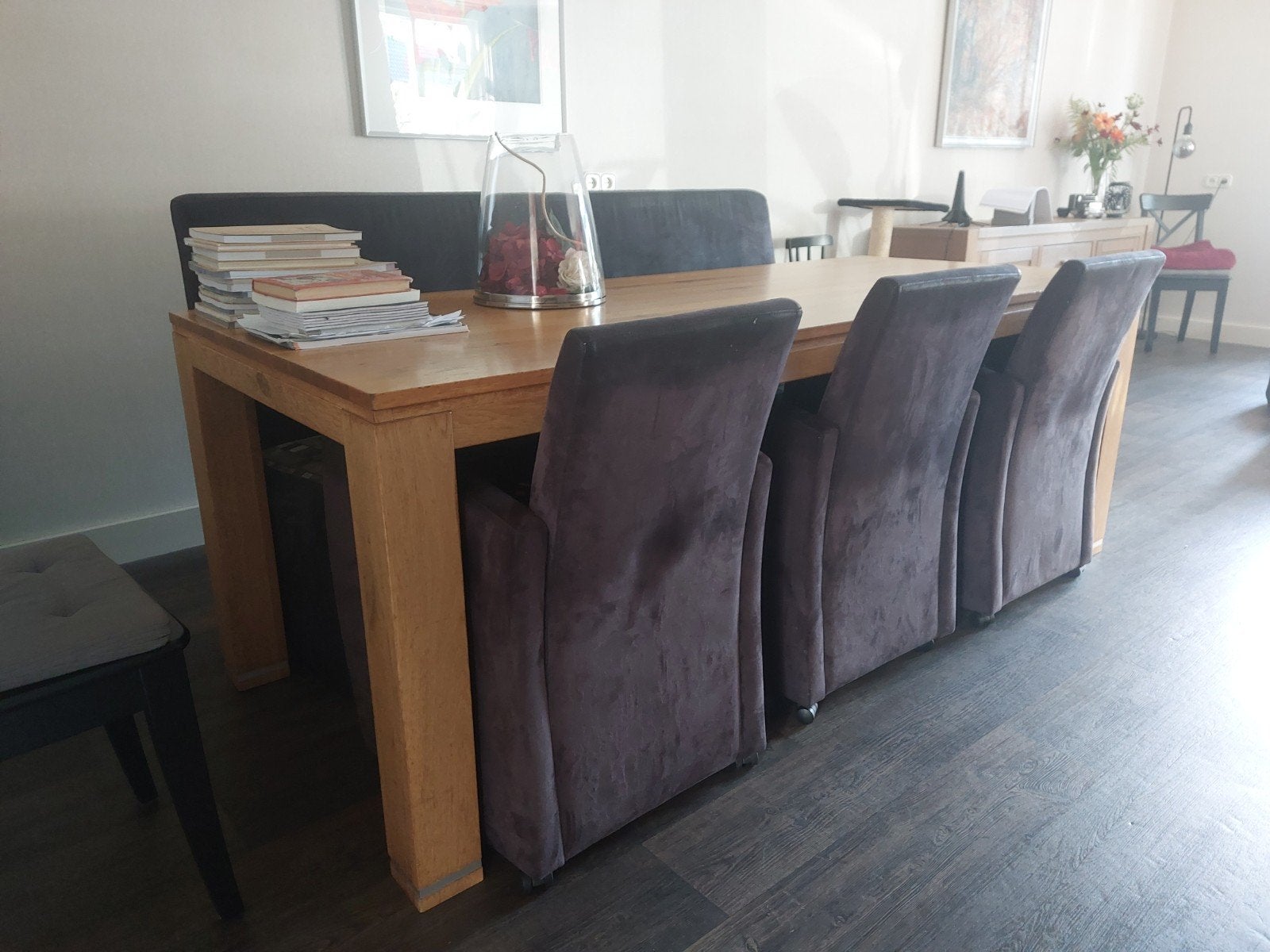 Eikenhouten eettafel, Ophalen, Gebruikt, Modern, functioneel, 50 tot 100 cm