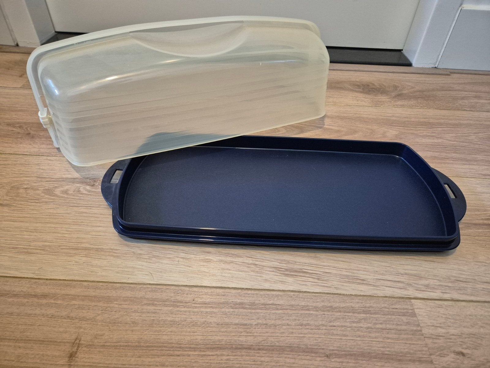 Tupperware cakedoos met deksel - Blauw/Transparant, Huis en Inrichting, Keuken | Tupperware, Ophalen, Blauw
