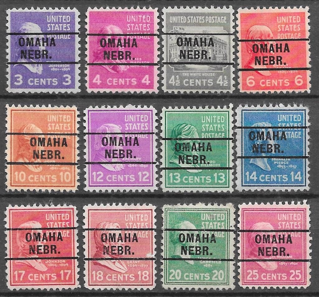 USA Precancels mooi lot van 12 versch Omaha NB PSS type 261, Ophalen of Verzenden, Gestempeld, Noord-Amerika