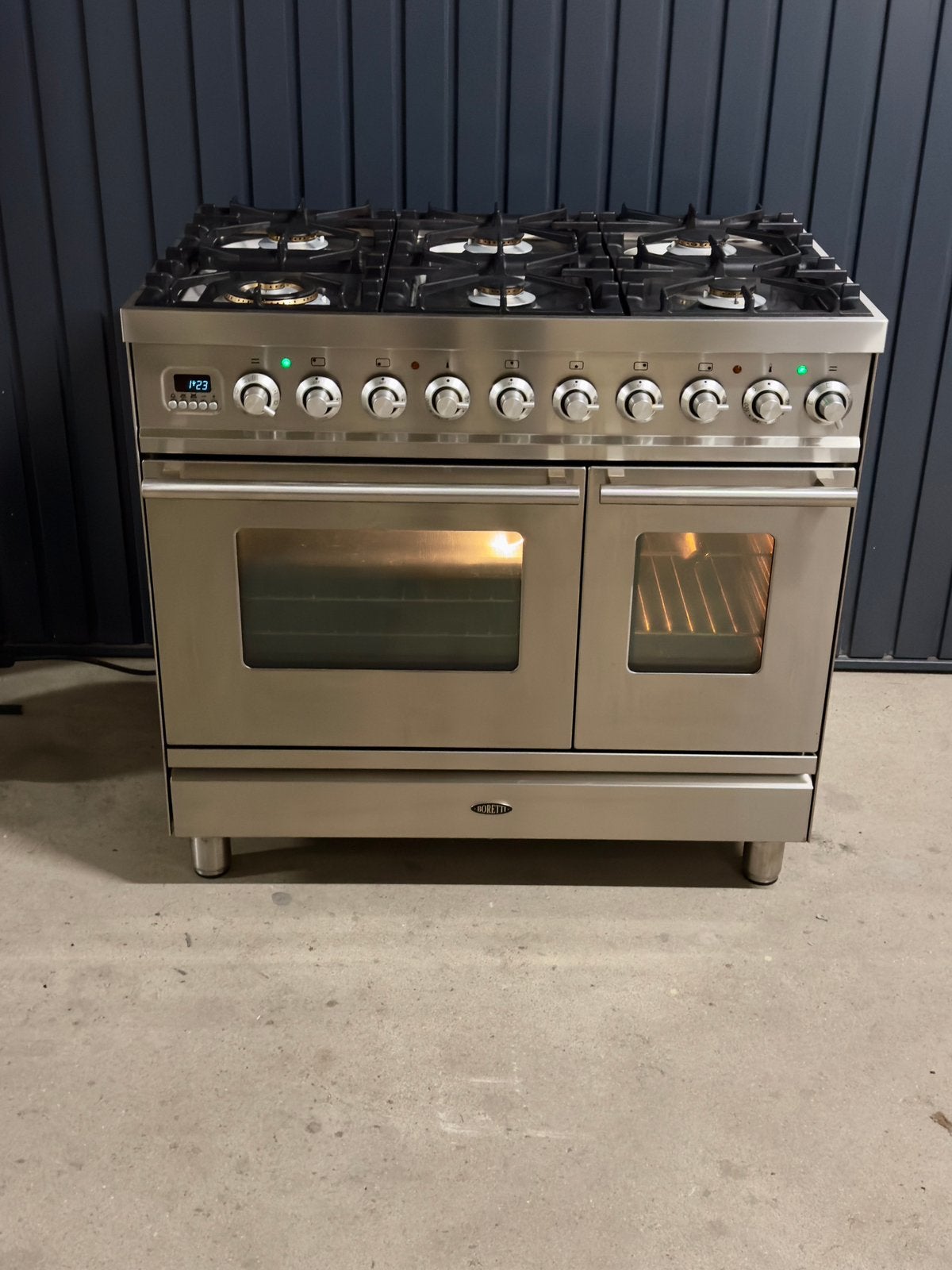 Boretti gasfornuis met dubbele oven, Witgoed en Apparatuur, Fornuizen, Ophalen, Warmhoudplaat, 60 cm of meer, Zo goed als nieuw