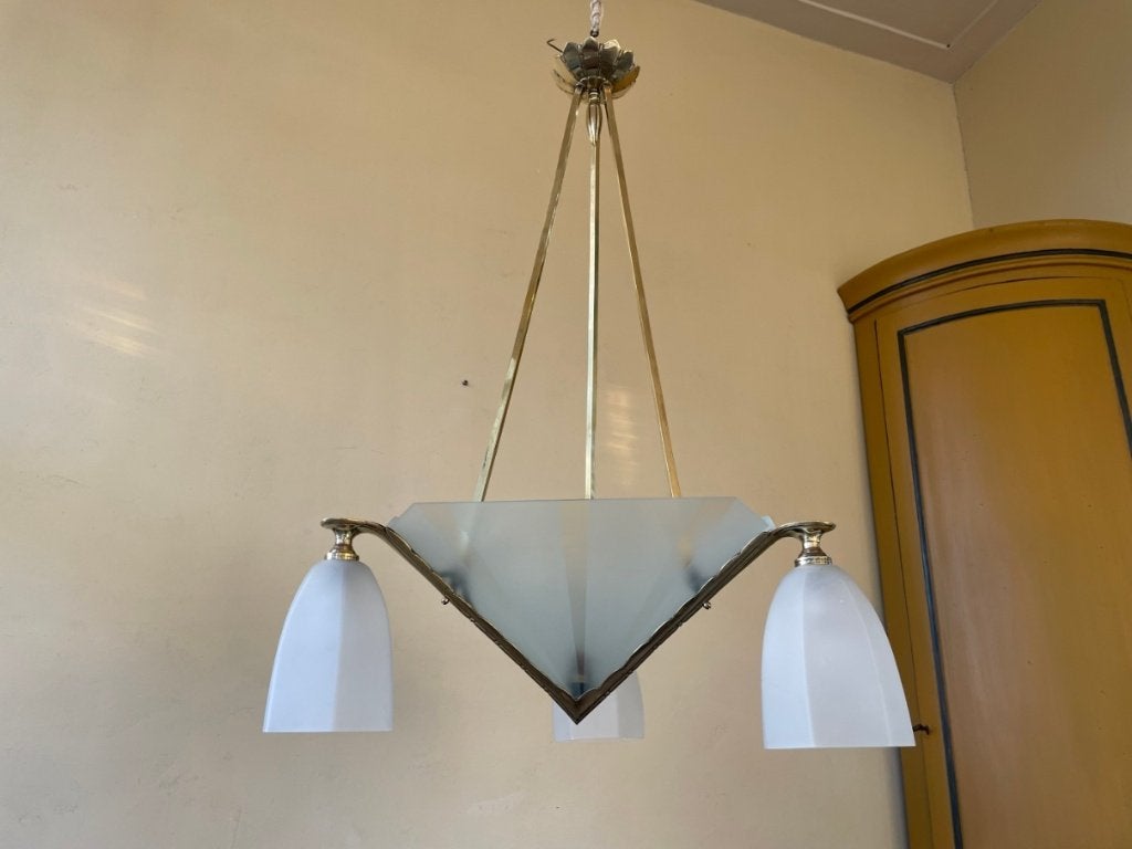 Schitterende Hanglamp Lamp Plafondlamp art deco 1930 Frans, Ophalen of Verzenden