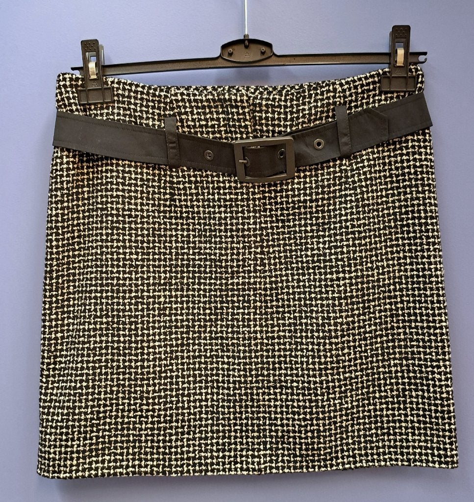 Orwell rok zwart wit tweedstof printje iets wollig M 43674, Maat 38/40 (M), ., Zwart, Orwell