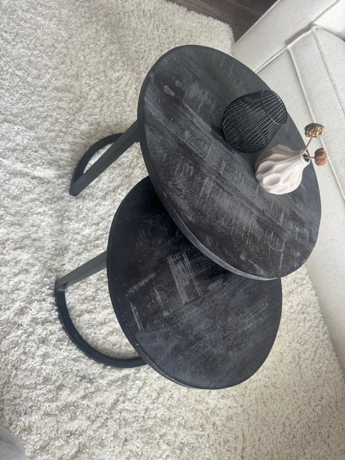 Leenbakker Bijzettafel Set - Zwart Hout en Metaal, Huis en Inrichting, Tafels | Bijzettafels, Minder dan 45 cm, Minder dan 55 cm