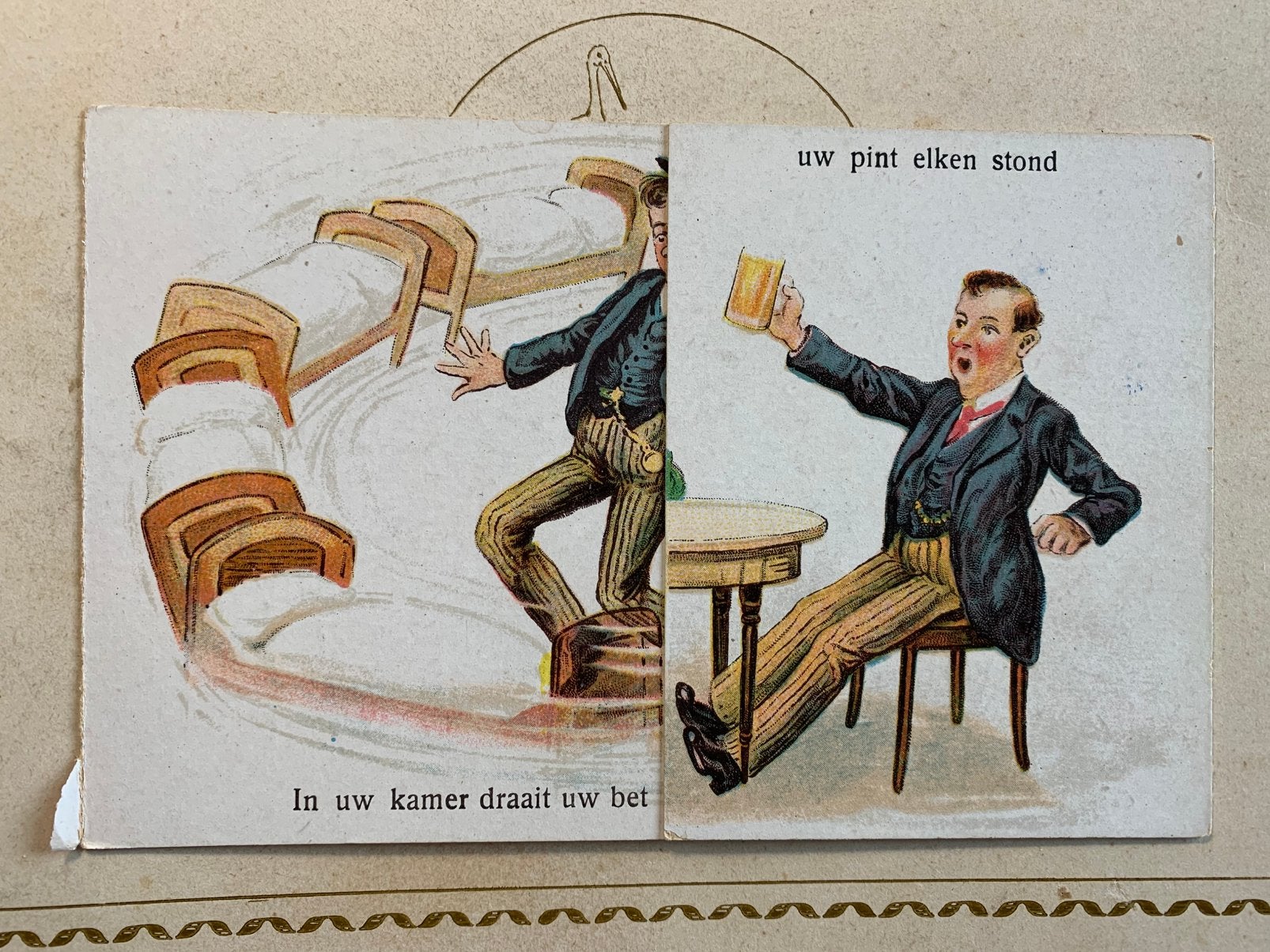 Dronken man (MC), Ophalen of Verzenden, Voor 1920, Ongelopen, Overige thema's