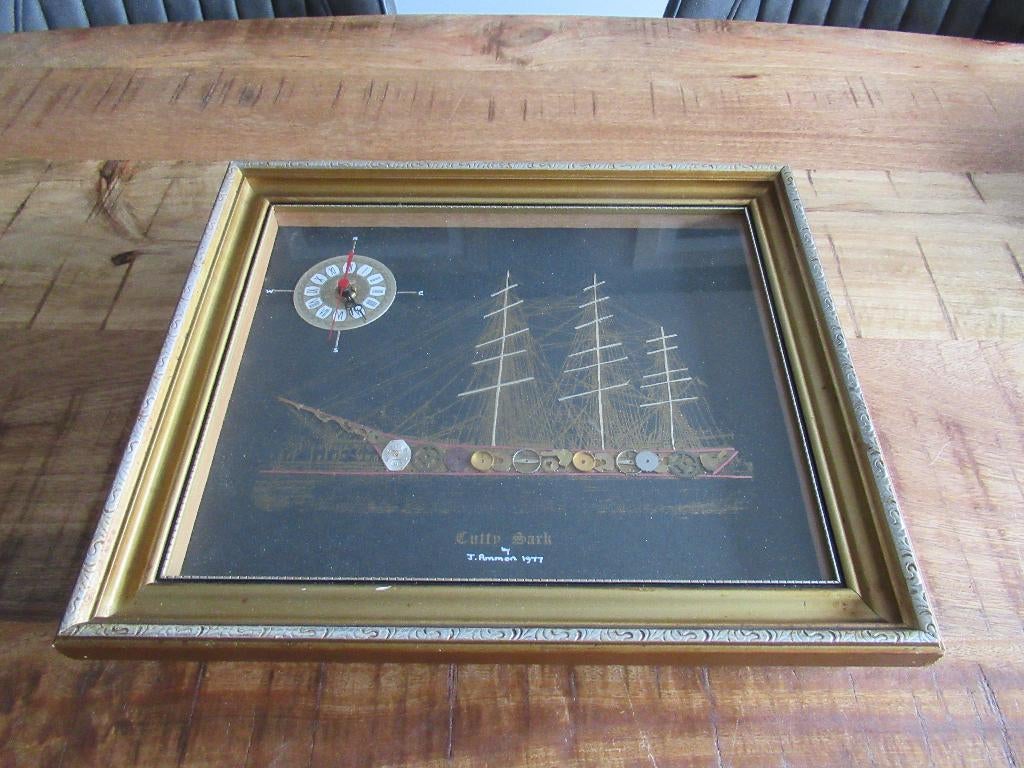 Klok CUTTY SARK paneel VINTAGE 1977 gesigneerd by JOHN AMMON, Ophalen of Verzenden