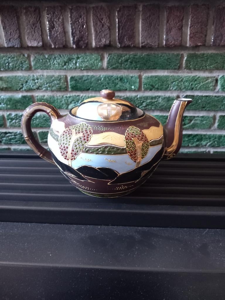 Antieke Japanse Satsuma theepot met kopjes, Ophalen of Verzenden
