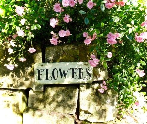 Handgeschilderd reclame bord 'Flowers'/bloemenwinkel/garden, Nieuw, Ophalen of Verzenden, B6, Dj.kammeraat@telfort.nl