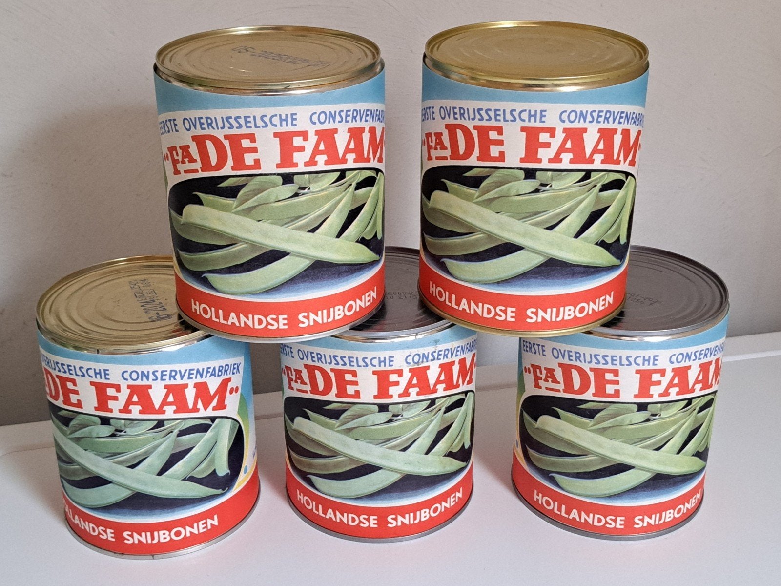 5x de FAAM originele etiketten op nieuwe blikken, Verzamelen, Ophalen of Verzenden, Nieuw, Overige