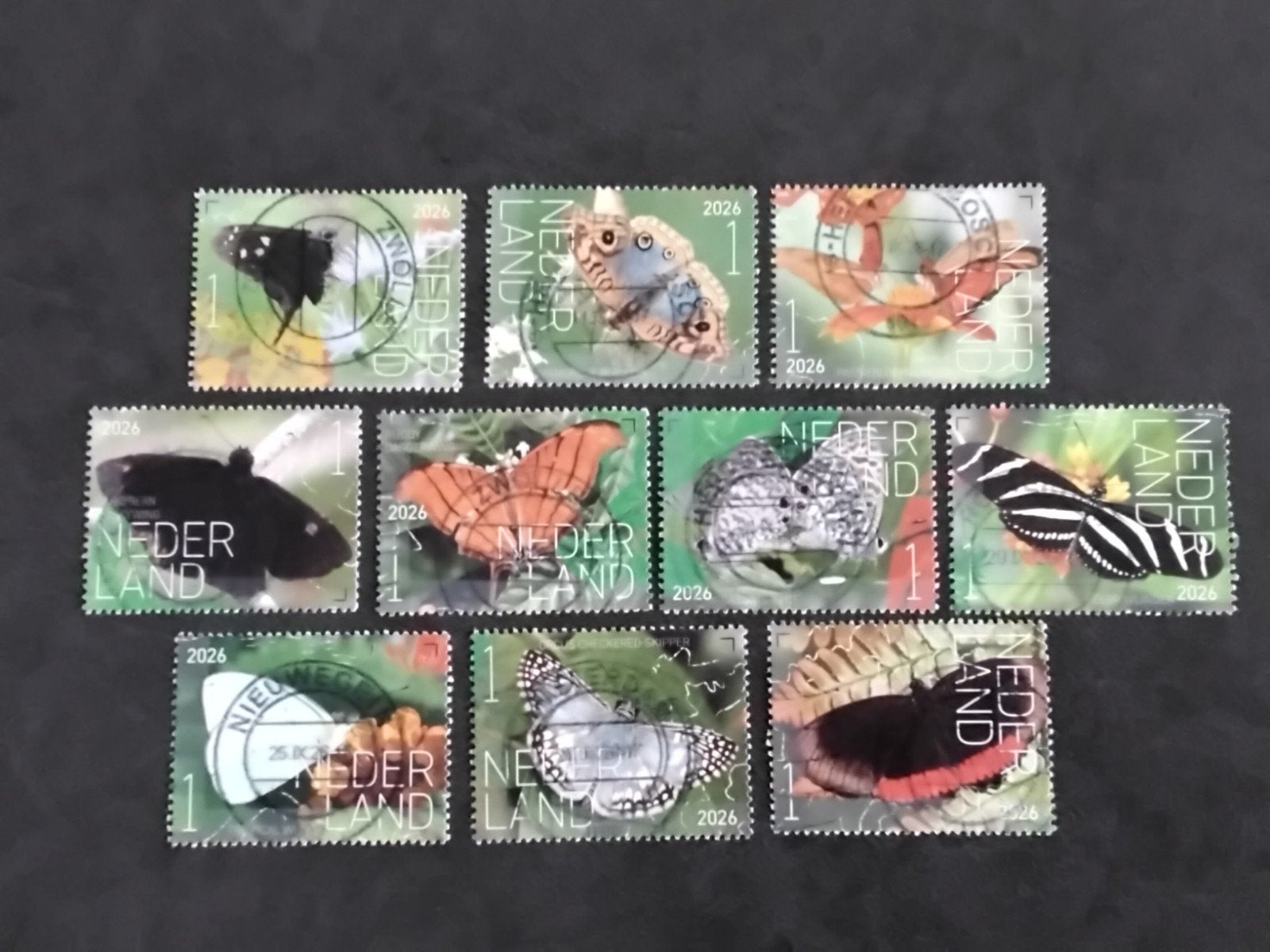 Beleef de Natuur serie Saba Vlinders zegels 2026 gestempeld, Postzegels en Munten, Verzenden, Na 1940, Gestempeld