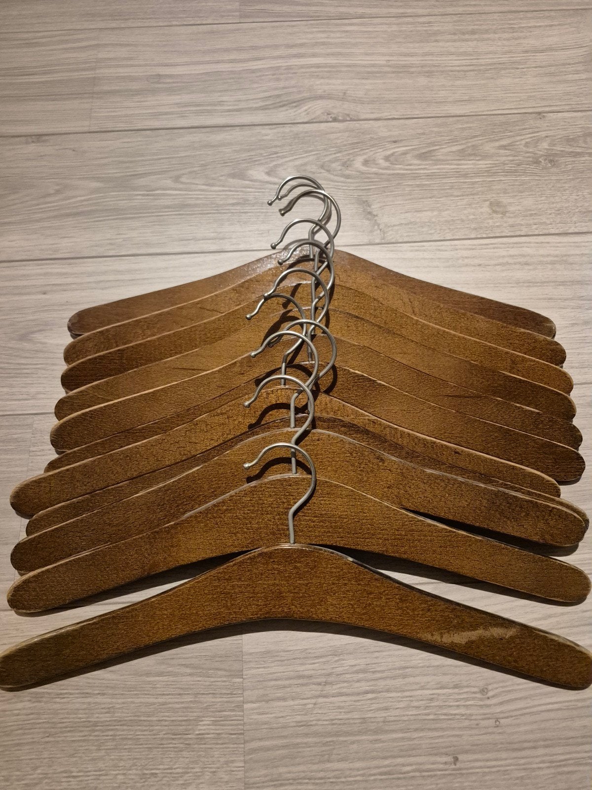 Set van 10 houten kledinghangers, Ophalen, Gebruikt, Hout, Kinderen en Volwassenen