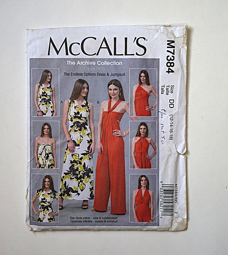 vintage McCall's 7384 naaipatroon voor jurk of jumpsuit., Overige merken, Overige typen, Vrouw, Ophalen of Verzenden