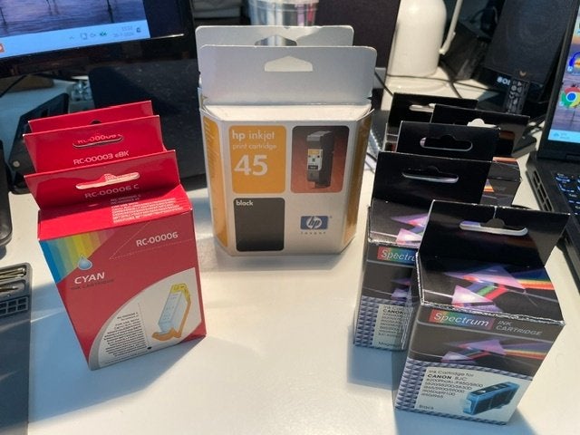 Diverse inktcartridges: HP 45, Cyan RC-00006 en Spectrum, Ophalen of Verzenden, Nieuw, Cartridge, HP, Spectrum, Overig