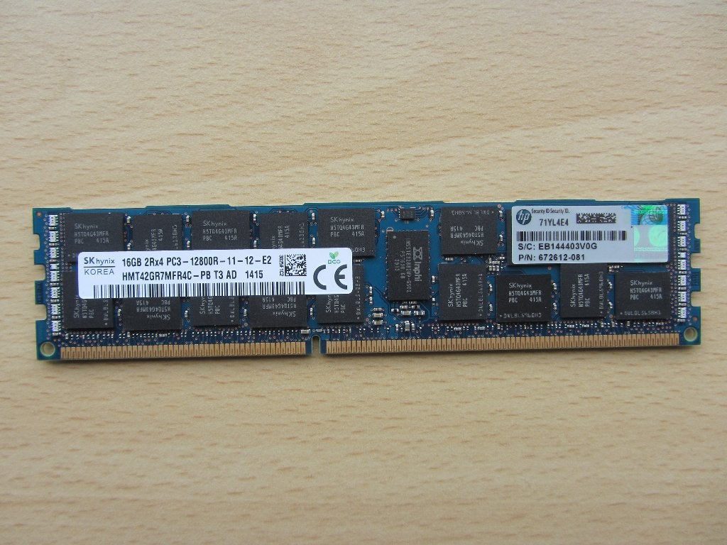Hynix 16GB PC3-12800 DDR3-1600MHz ECC Registered CL11, Computers en Software, RAM geheugen, Server, DDR3, Ophalen of Verzenden