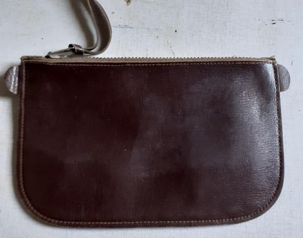 Leren portemonnee beurs etui met rits afmeting 17 x 10,5 cm., Ophalen of Verzenden, Zo goed als nieuw, Bruin, Leer