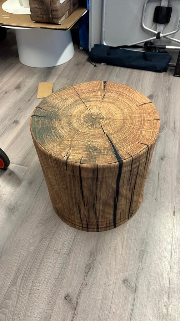 Poef / bijzettafel boomstam design (4 stuks), Huis en Inrichting, Ophalen, Minder dan 50 cm, Gebruikt, Rond