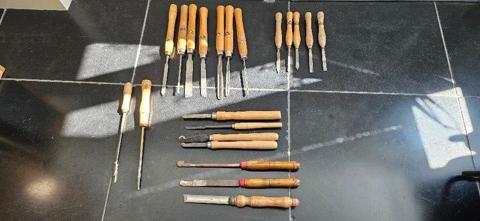 mooie set 21 houtdraaibeitels en gutsen Nooitgedagt beitels, Ophalen of Verzenden