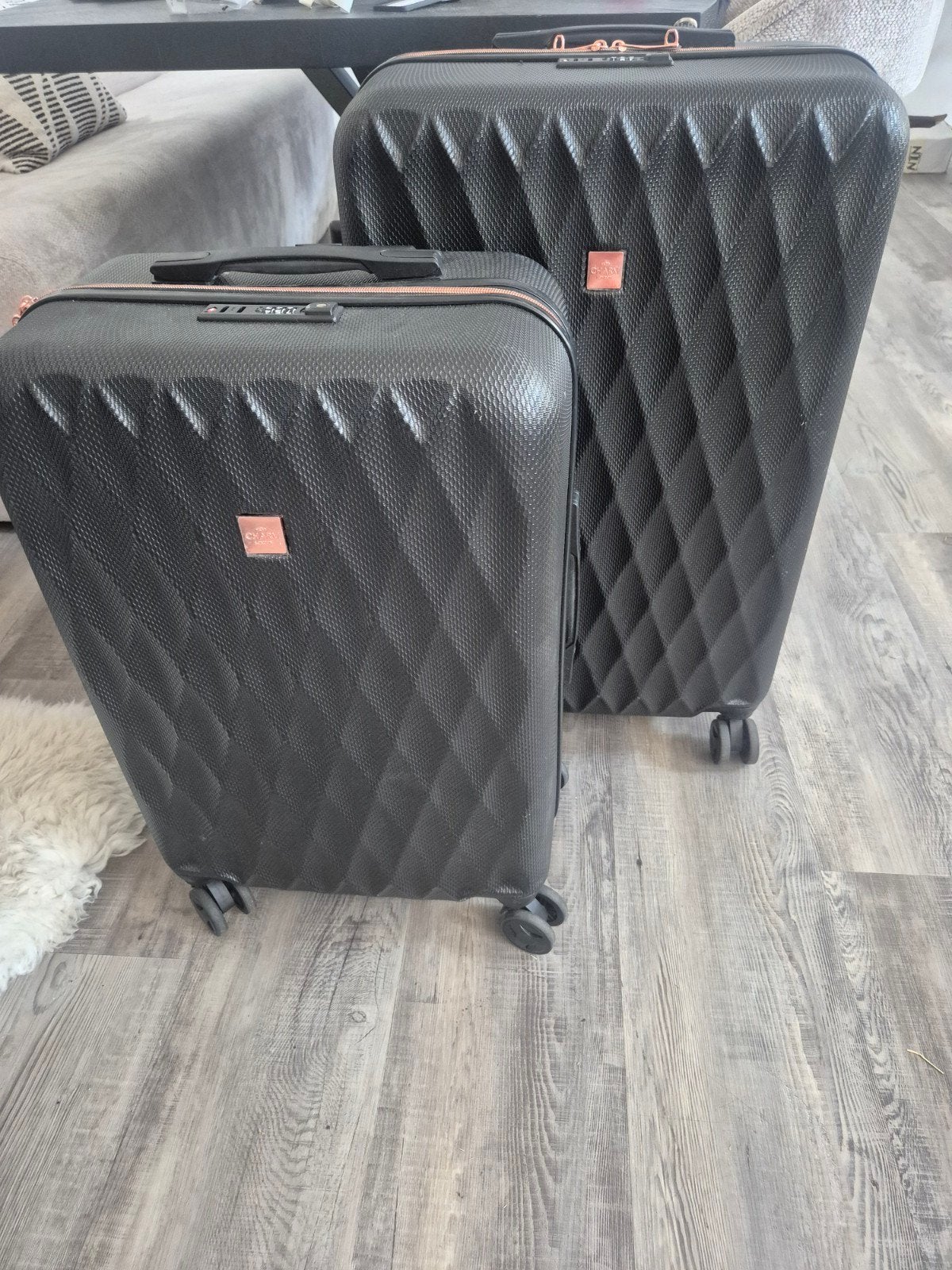 Reiskoffer set van 2 stuks, Sieraden, Tassen en Uiterlijk, Wieltjes, Hard kunststof, 45 tot 55 cm, Ophalen of Verzenden