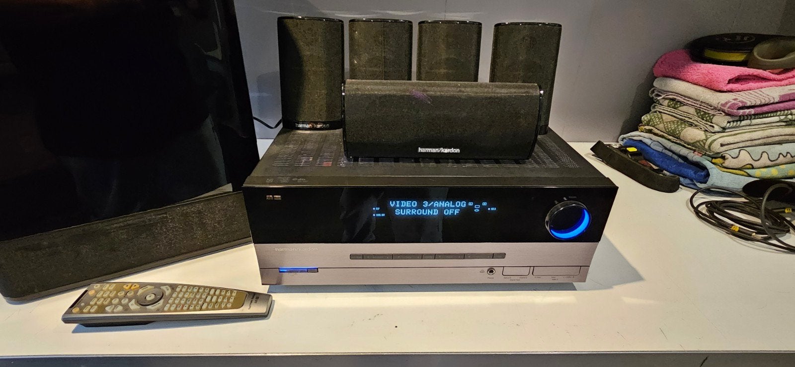 Harman Kardon AVR 138 Home Cinema Set 5.1, Gebruikt, 70 watt of meer, 5.1-systeem, Overige spelers