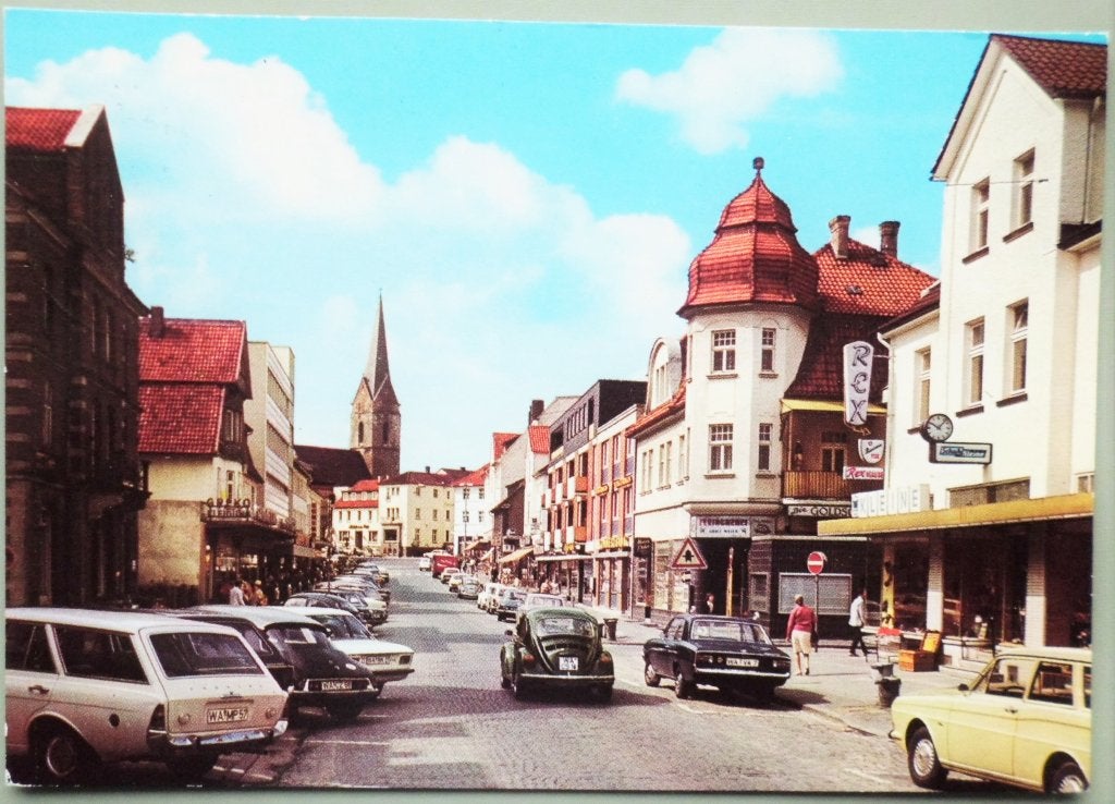 Korbach - Duitsland - Bahnhofstrasse - oude autos - VW DS, Ophalen of Verzenden, 1960 tot 1980, Gelopen, Duitsland