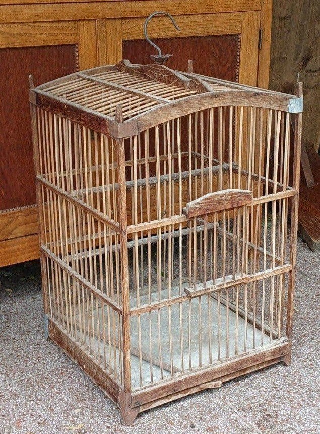 vintage houten vogelkooi I.z.g.s., Ophalen of Verzenden, Kooi-accessoires