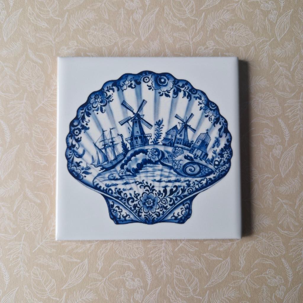 Delfts blauwe decoratie tegel incl houder/haakje, Ophalen of Verzenden