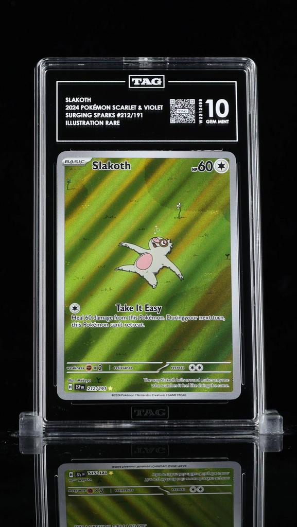 Slakoth #212 Surging Sparks TAG 10 Gem Mint Pokémon Kaart, Ophalen of Verzenden, Nieuw, Losse kaart