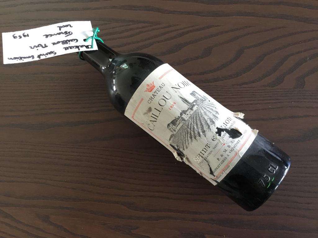 Fles Chateau Caillou Noir 1959 Saint Emilion, Ophalen of Verzenden, Zo goed als nieuw, Frankrijk, Rode wijn