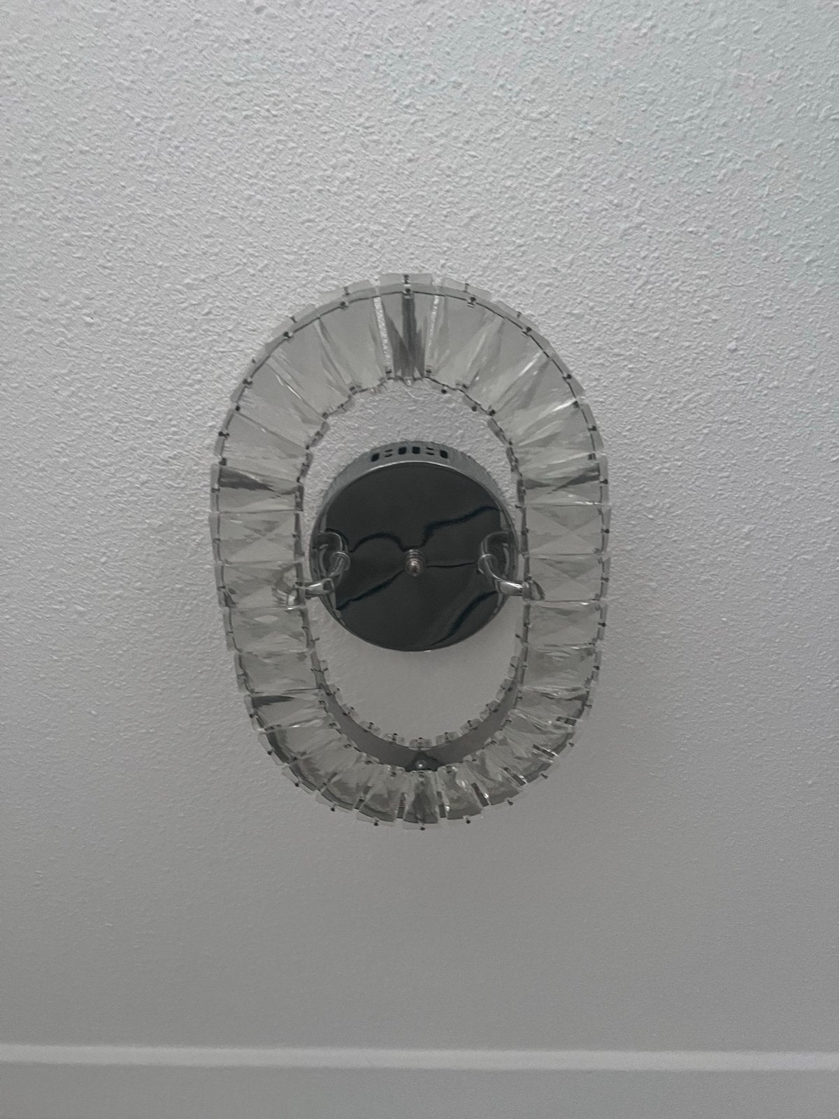 Moderne Eric Kuster stijl plafondlamp met kristallen, Zilver, Gebruikt, Modern, Ophalen of Verzenden