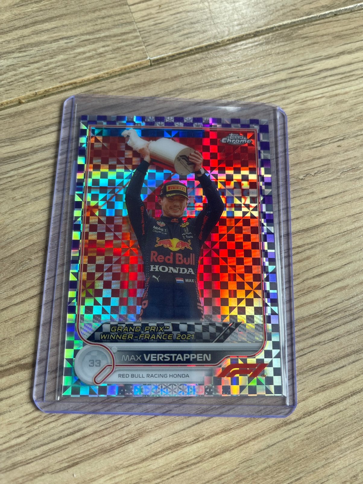 Max Verstappen #157 Purple Checker Flag /199 Topps Chrome F1, Ophalen of Verzenden, Zo goed als nieuw, Plaatje