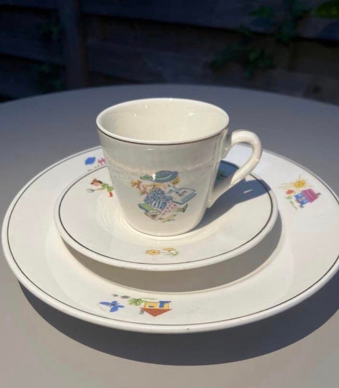 Vintage Granit Kinderservies - Kop, Schotel & Bord, Antiek en Kunst, Ophalen of Verzenden