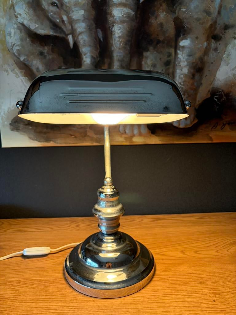 Vintage 80s IKEA chromen bankierslamp, Ophalen of Verzenden, Zo goed als nieuw, Minder dan 50 cm