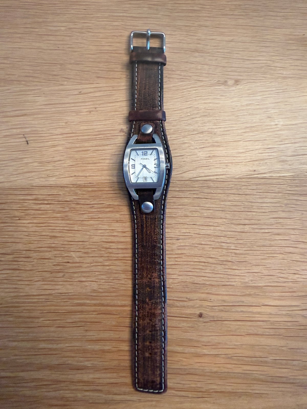 Fossil dameshorloge met bruin leren bandje, Fossil, Polshorloge, Ophalen of Verzenden, Leer