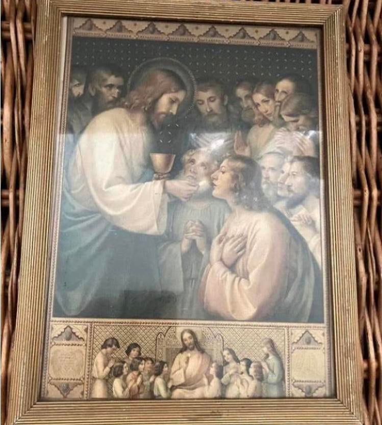 Religieuze mooie ingelijste prent ,afmeting op foto’s, Ophalen of Verzenden