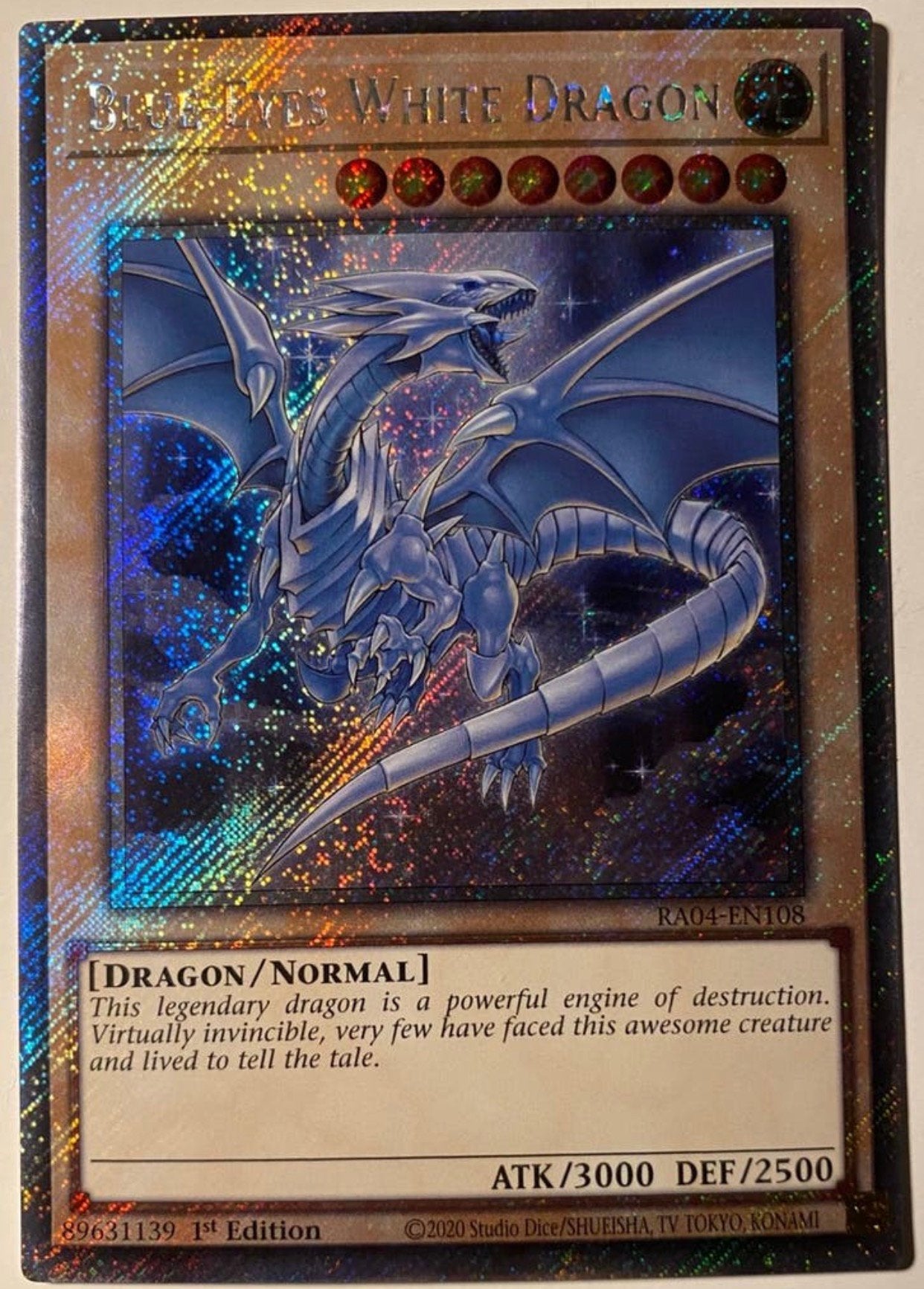 Yu-Gi-Oh! Blue-Eyes White Dragon RA04 1st Edition !, Hobby en Vrije tijd, Verzamelkaartspellen | Yu-gi-Oh!, Ophalen of Verzenden