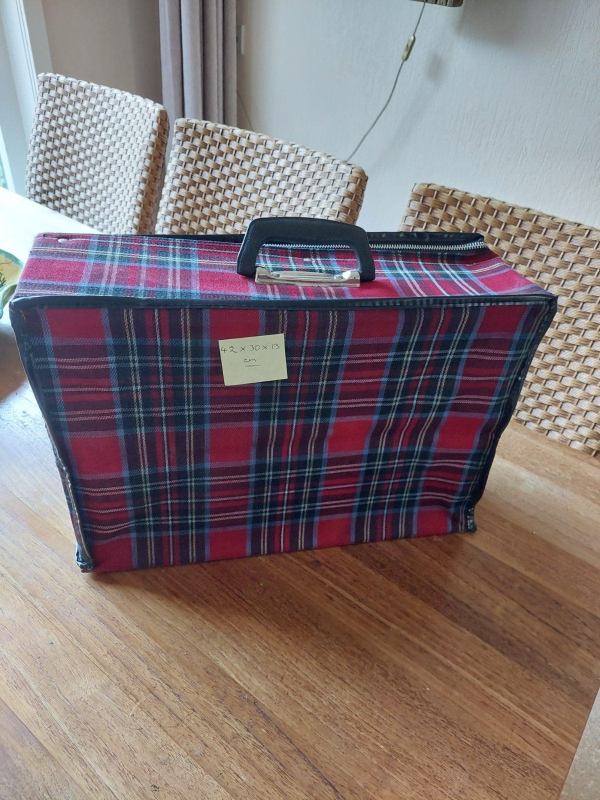 Vintage Schotse Ruit Koffer - Rood/Zwart/Geel/Blauw, Verzenden