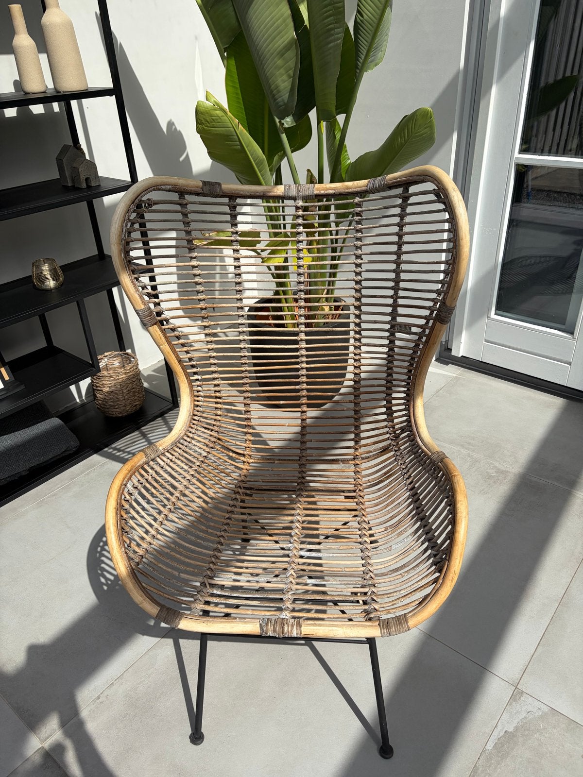 Troubadour Rotan vlinderstoel / fauteuil - bohemian stijl, Huis en Inrichting, Ophalen, Gebruikt, Bruin, Riet of Rotan