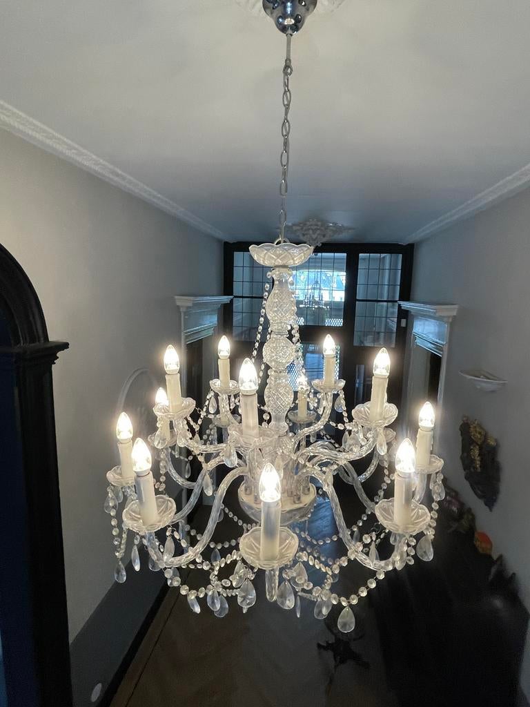 Prachtige kroonluchter - 140cm hoog, 90cm breed, Ophalen, Zo goed als nieuw, Glas