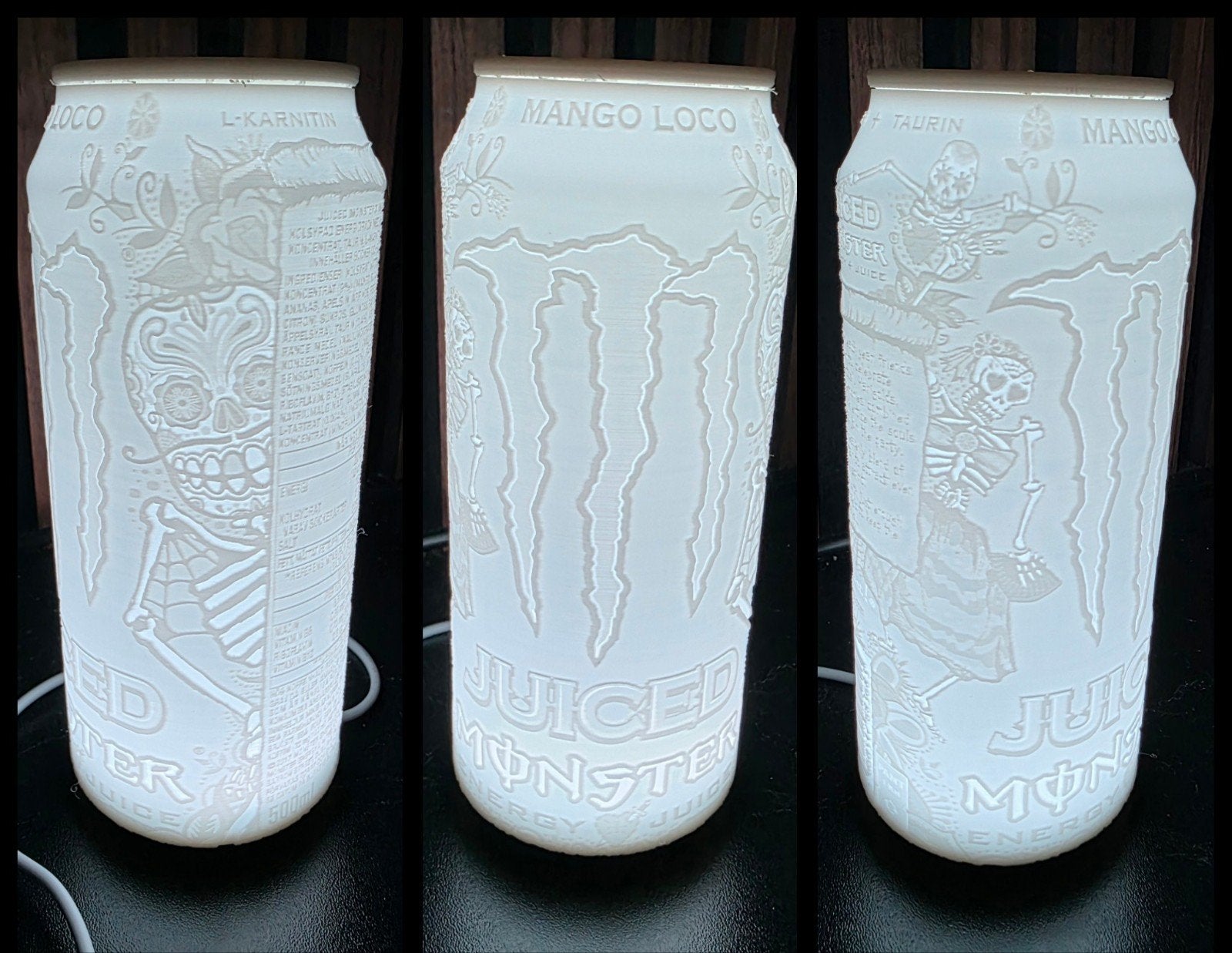 Monster Energy LED Lamp 3D Geprint - Wit & RGB Licht, Overige merken, Kunststof, Meerkleurig, Nieuw
