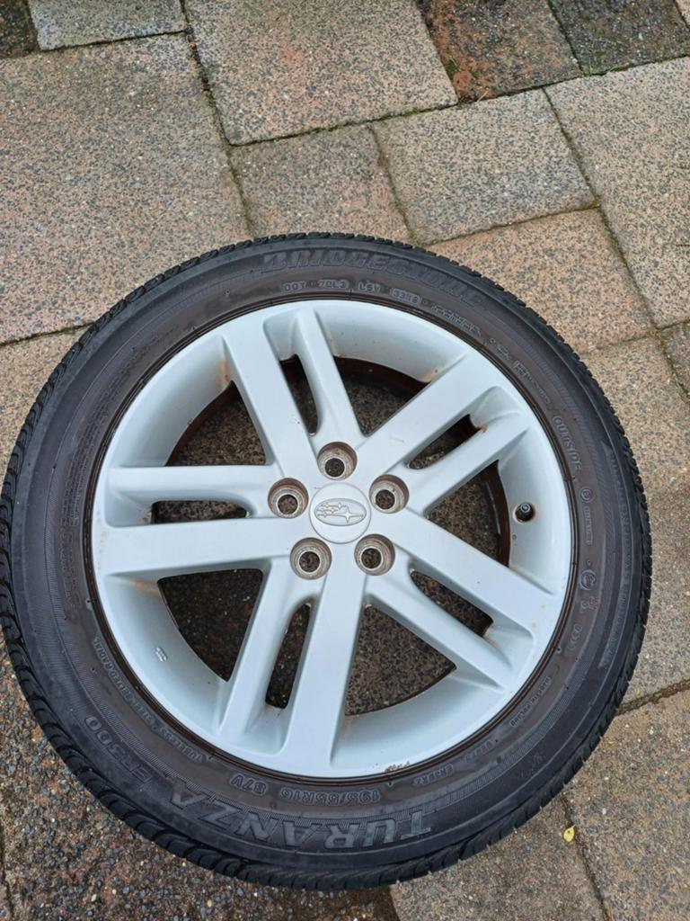 Subaru lichtmetalen velgen bridgestone Turanza band 195/55, Auto-onderdelen, Banden en Velgen, 16 inch, Banden en Velgen, Ophalen of Verzenden