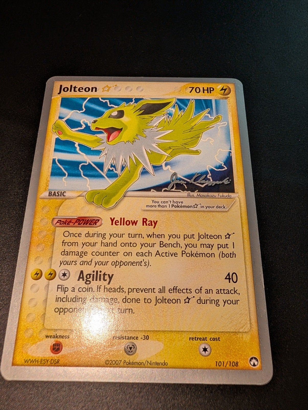 Jolteon gold star 101/108 EX Power Keepers world championshi, Ophalen of Verzenden, Zo goed als nieuw, Losse kaart