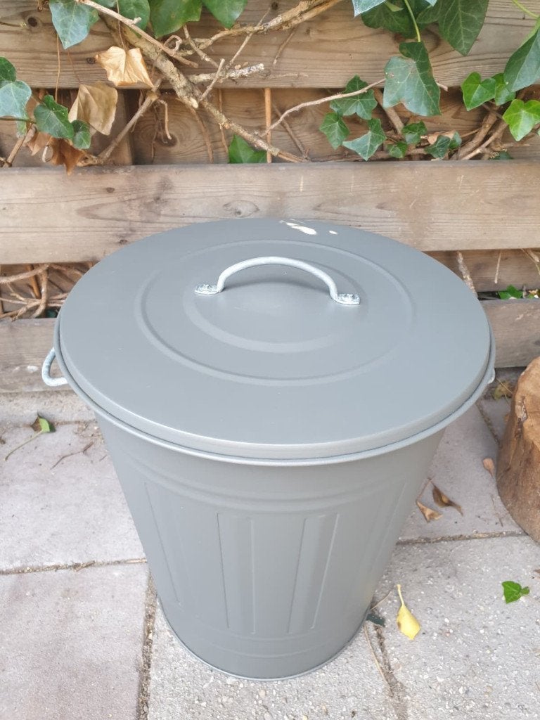 Metalen TON met deksel 40 LITER (emmer, prullenbak, etc...), Huis en Inrichting, Emmers, Ophalen of Verzenden, Zo goed als nieuw