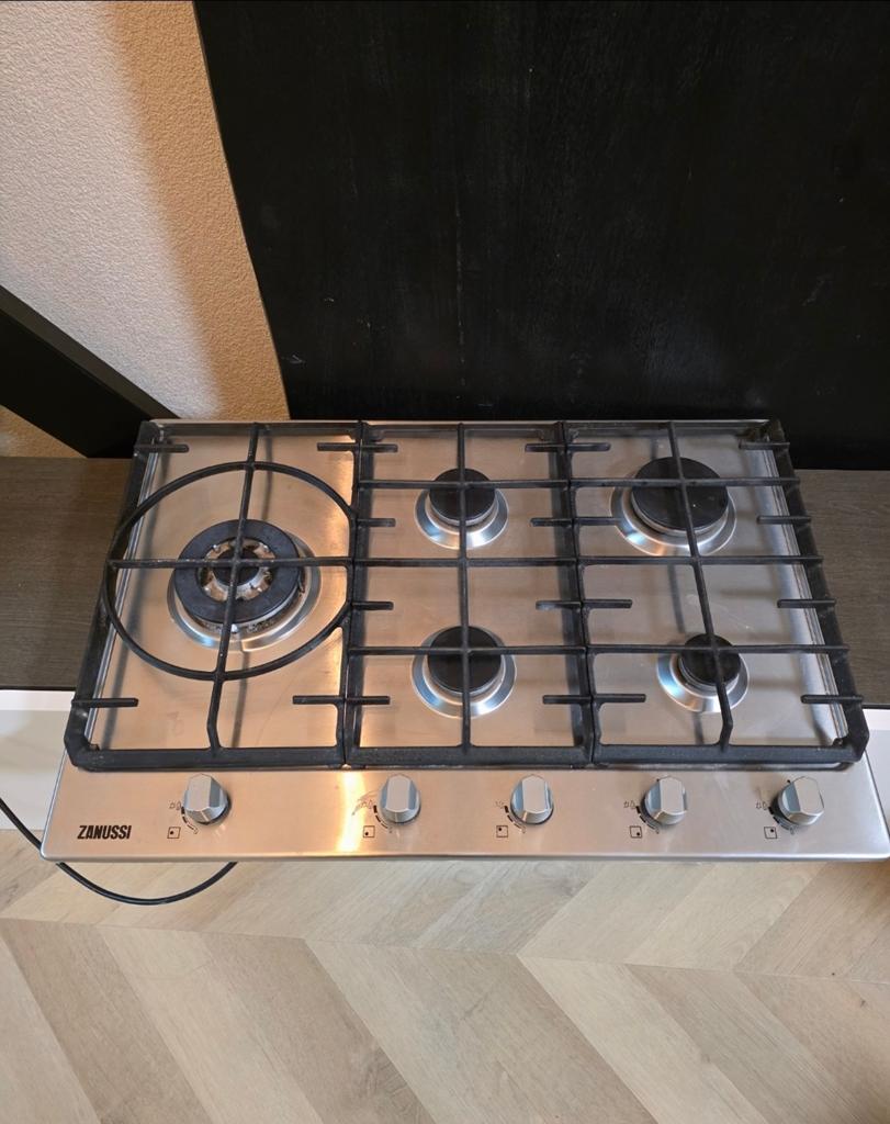 Zanussi gaskookplaat - 5 pits - Inbouw (74,5x51x4,5cm), Witgoed en Apparatuur, Kookplaten, Ophalen of Verzenden, Zo goed als nieuw