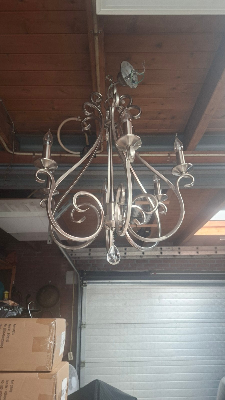 Elegante kroonluchter met spiegeltjes, Ophalen, Gebruikt, Glas, Klassiek, Elegant