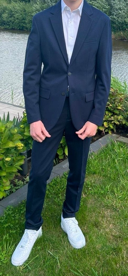 Driedelig (gala)kostuum, Kleding | Heren, Kostuums en Colberts, WE, Blauw, Ophalen of Verzenden, Zo goed als nieuw