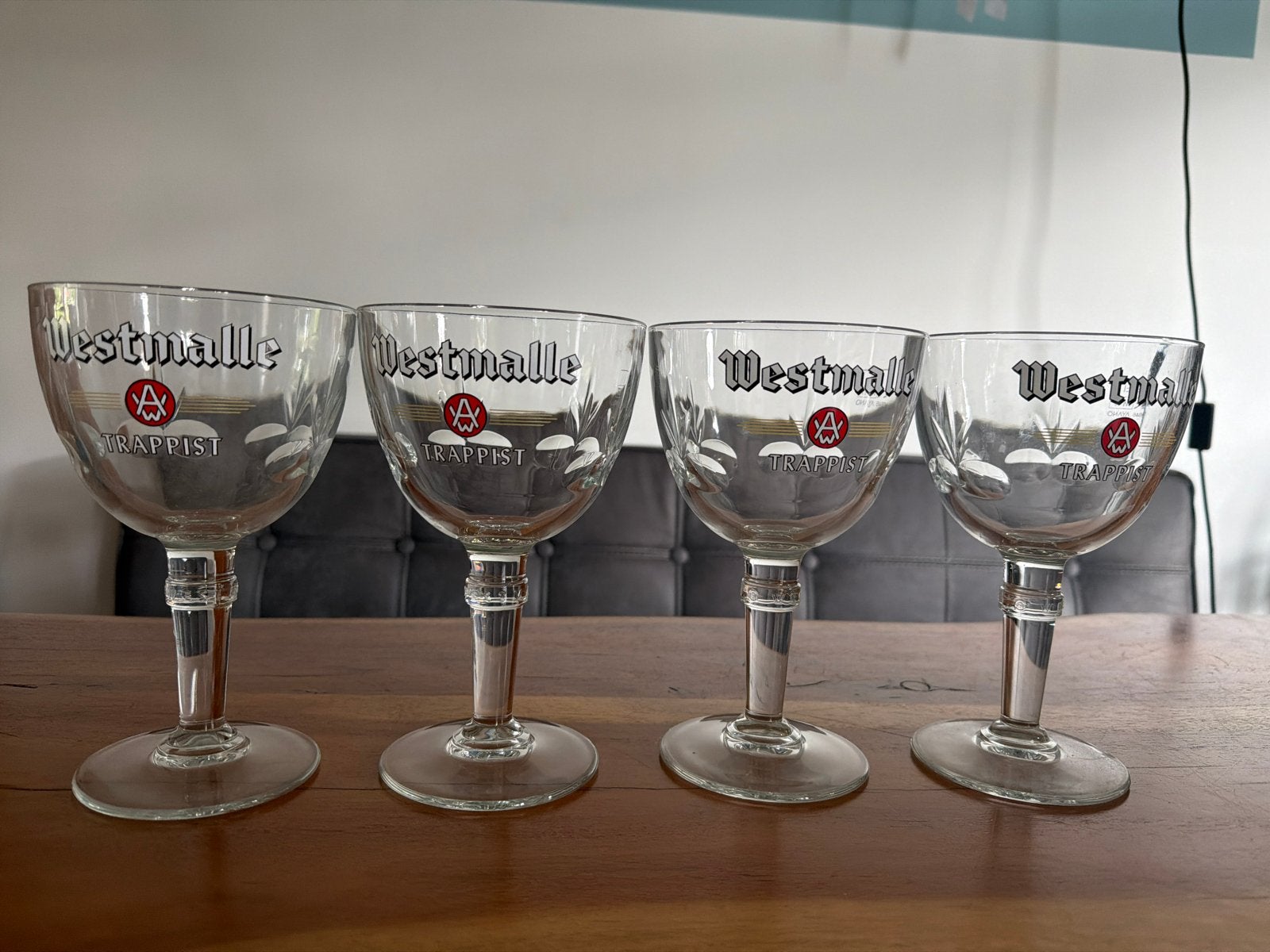 4x Westmalle bierglazen, Ophalen, Zo goed als nieuw, Glas, Overige merken