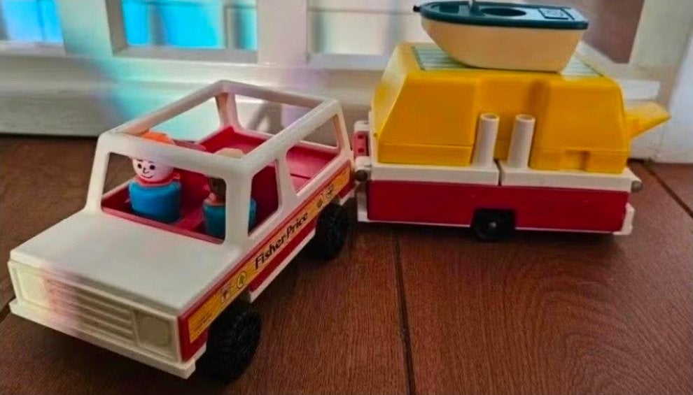 Fisher price Vintage 1979- auto camper met accessoires, Kinderen en Baby's, Ophalen, Gebruikt, Auto of Voertuig