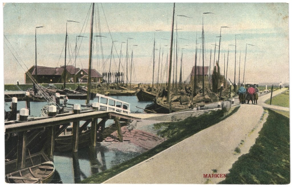 988634	Eiland Marken	haven	 	Onbeschreven, Ophalen of Verzenden, Voor 1920, Ongelopen, Noord-Holland