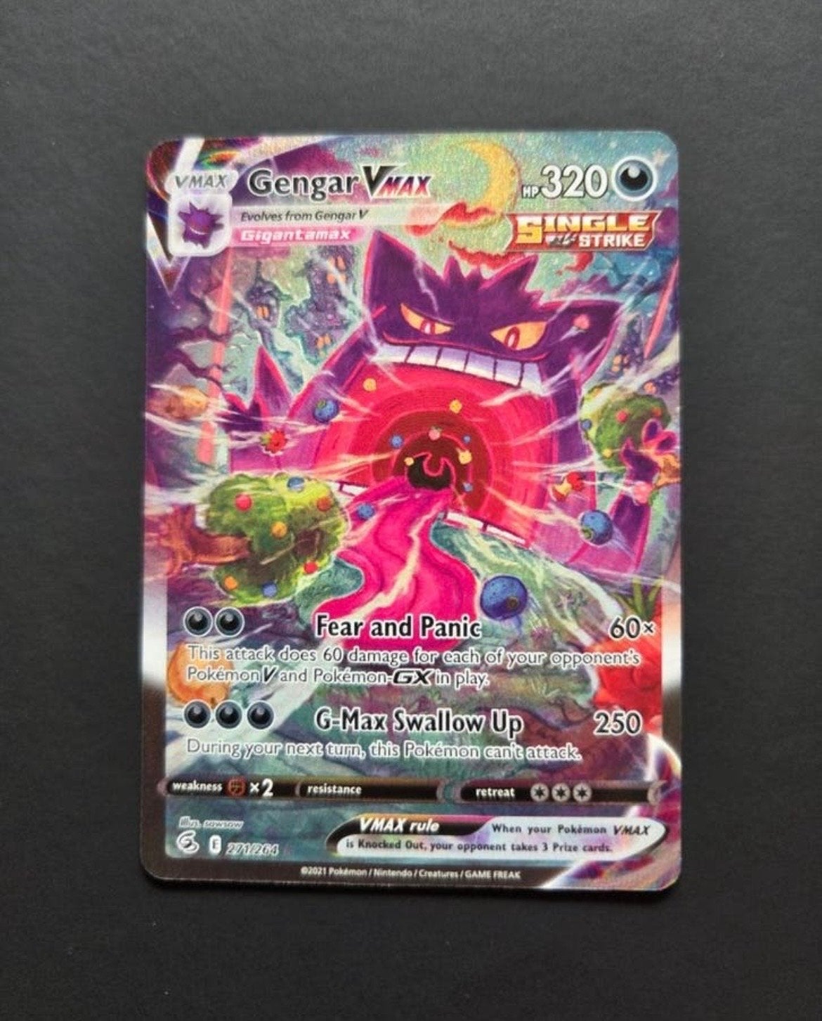 Gengar VMAX fusion strike Pokémon kaart  #271, Hobby en Vrije tijd, Verzamelkaartspellen | Pokémon, Ophalen of Verzenden, Zo goed als nieuw
