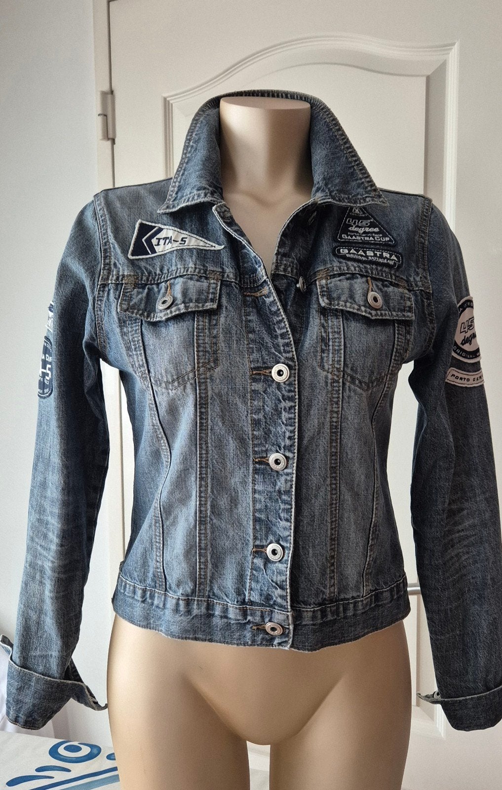 Gaastra spijkerjasje met patches - Maat 36/ 38 (S), Gaastra, Blauw, Ophalen of Verzenden, Maat 36 (S)