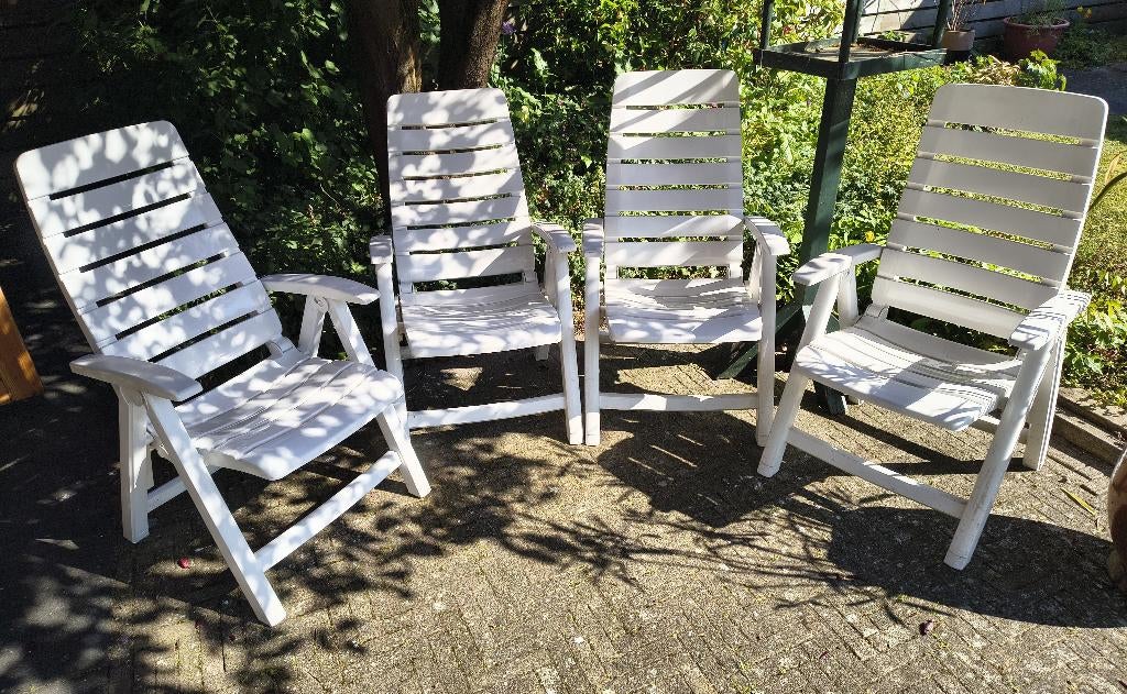 Hartman Ambassador Club tuinstoelen 4 stuks wit verstelbaar, Ophalen, Gebruikt, Kunststof, Verstelbaar